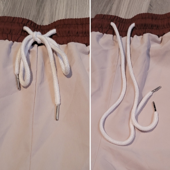 ROMWE Cream and Brown Drawstring Striped Athletic Shorts, Men's Extra Small (XS) - Picture 8 of 16